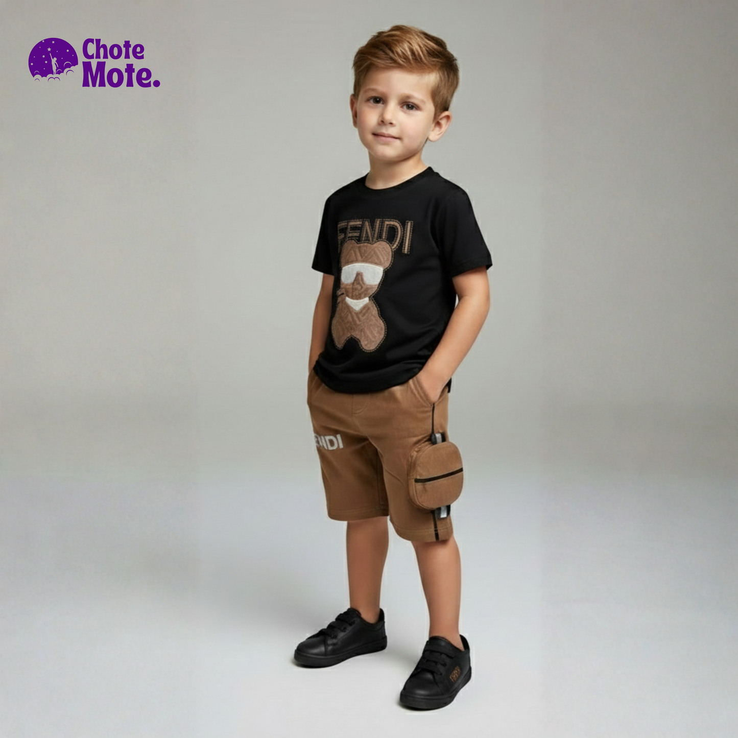 Article 3905 : Boys Premium 2-Piece Summer Suit in Black & Brown