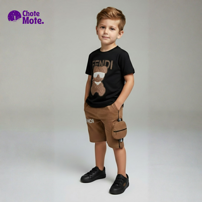 Article 3905 : Boys Premium 2-Piece Summer Suit in Black & Brown