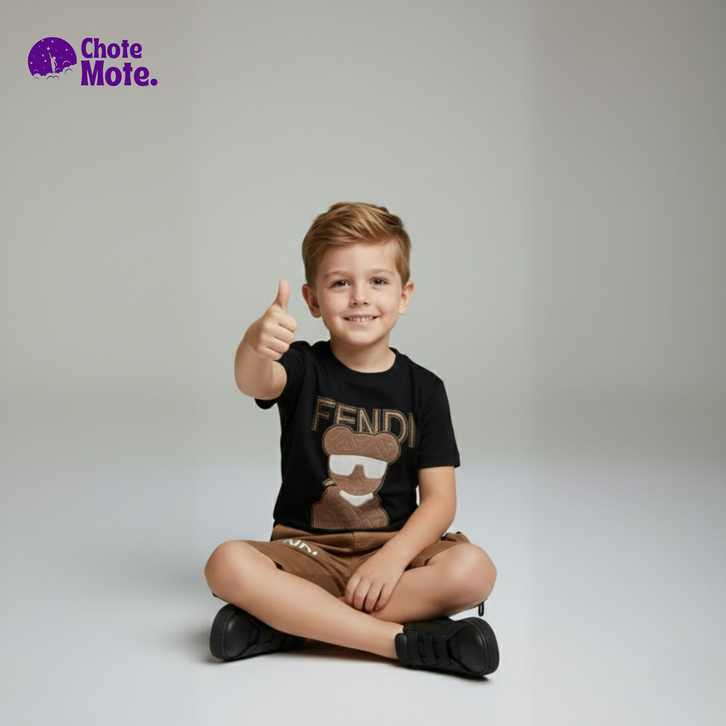 Article 3905 : Boys Premium 2-Piece Summer Suit in Black & Brown