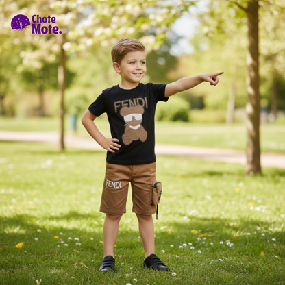 Article 3905 : Boys Premium 2-Piece Summer Suit in Black & Brown